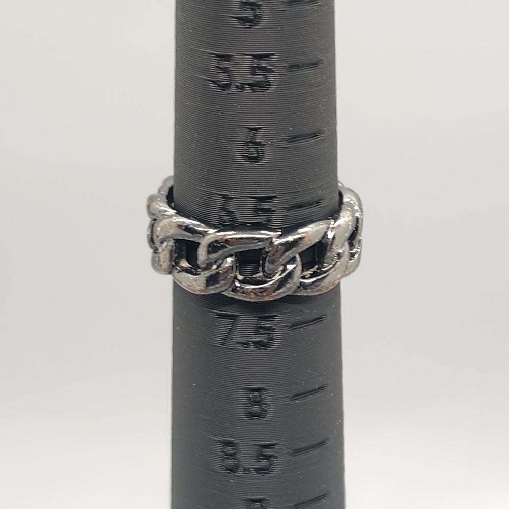 Chain Link Band Ring Size 7.25 Gunmetal Tone Fashion Jewelry Statement